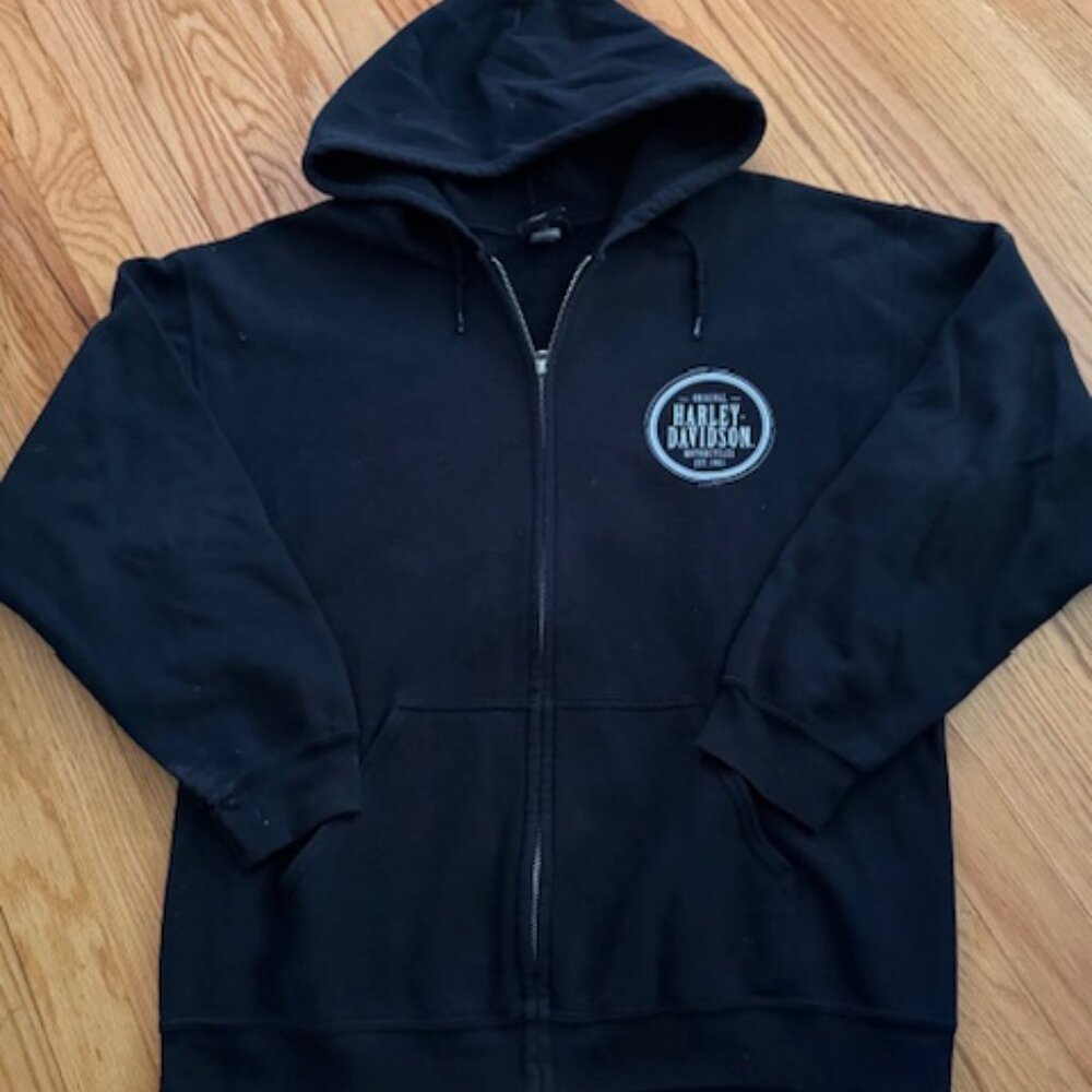 HARLEY DAVIDSON black logo hoodie/ sweatshirt, L
